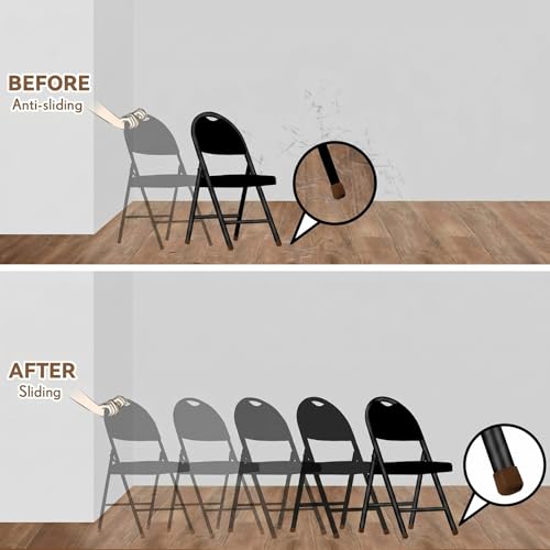 Image of Jetec 144 Pcs Brown Folding Chair Leg Caps, 1 Inch Round Protectors | Heavy-duty Plastic Glides, Non-marring Floor Protectors for Hardwood Tile Floors, Replacement Feet Tips, Round Tube Fit