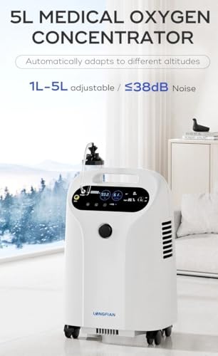 Image of JAY-5HW Medical Oxygen Concentrator 5 Litres for Home | Warranty and Support by Sachdeva Medline | FDA, CE, ISO AND CDSCO APPROVED | Above 93% Oxygen Concentration always from 1 - 5 Litres | Big Display showing live flow rate and oxygen concentration purity | With Nebuliser Feature and All Accessories Included | Low Noise and Low Power Consumption | 25 Years of Experience