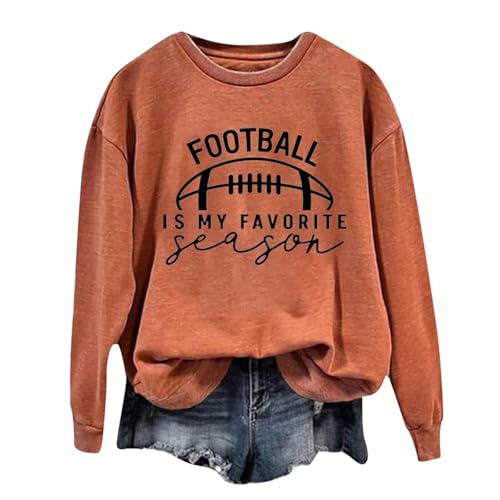 Sweatshirt femme ne rétrécit pas manches longues imprimé football marron