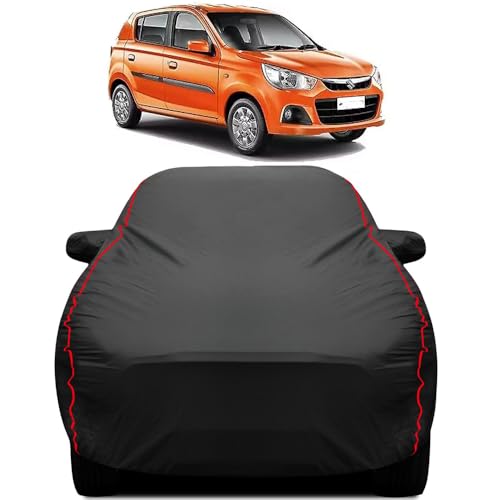Image of Teenox Polyester Car Body Cover Compatible for Maruti Suzuki Alto k10 [2014-2020] All Variants | Heavy Stitched with Piping | All Weather Protection Cover - Black