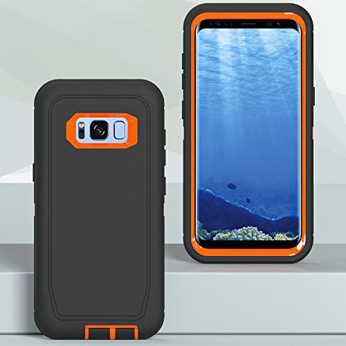 Image of Case for Galaxy S8 Plus, Heavy-Duty Tough Rugged Shockproof Drop Protective Cover Cases for Samsung Galaxy S8 Plus, Black+Orange