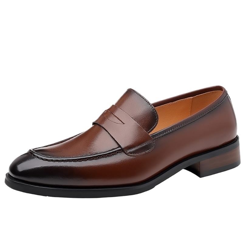 Oxford Shoes for Men Leather Tuxedo Slip-on Plain Toe Non Slip Rubber Sole Slip Resistant Anti-Slip Prom