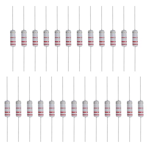 QUARKZMAN 25 Pcs Resistores De 2.2K Ohm, 3 Watts 5% Tolerancia Resistores De Película De Óxido Metálico Con Terminales Axiales, A Prueba De Llama Para Proyectos Electrónicos