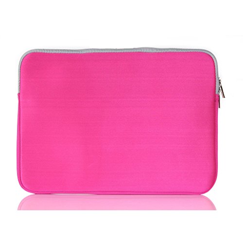 UESWILL Neoprene Soft Sleeve Bag Briefcase for 15 inch MacBook Pro/and Laptop up to 15.4 inch Ultrabook Chromebook Notebook Netbook Computer Tablet + Microfibre Cleaning Cloth,(Hot Pink)