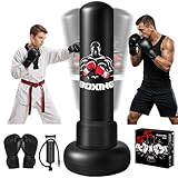 OZIRAL Boxsack Erwachsene 180cm Aufblasbarer Standboxsack mit Boxhandschuhen Pumpe Boxing Bag Punching Bag PVC-Material Box Sack für Erwachsene und Teenager für Karate Kickboxen Taekwondo