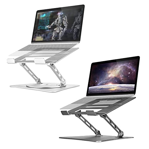 Bcom Adjustable Laptop Stand With 360° Rotating Base，Foldable Aluminum Alloy Computer Laptop Riser，Ergonomic Design，Compatible With 10 To 17" Laptops，Laptop Stand For Desk For Office And Home #TOP2