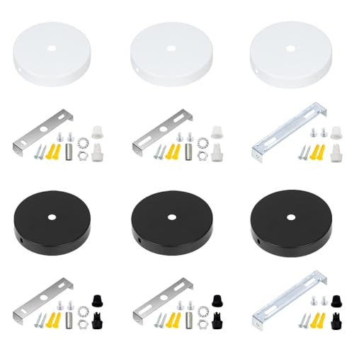 BE-TOOL 2 Packs Ceiling Light Canopy Kit, Iron Chandelier Cover Plate with Mounting Hardware for Pendant, Residential, Commercial Light Fixtures (White, 120 * 20mm)