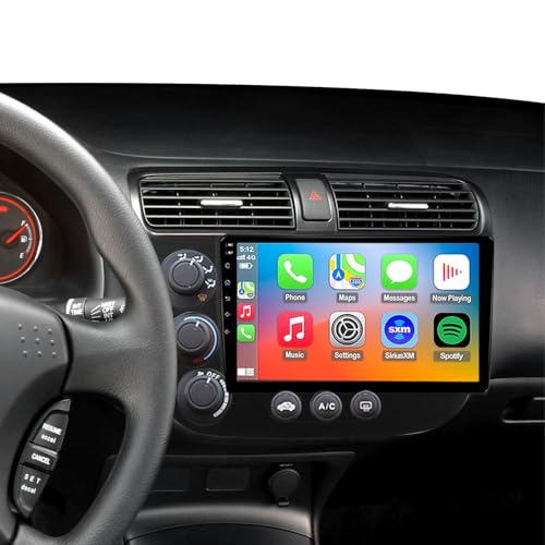 4G LTE QLED Radio for Honda Civic 2001 2002 2003 2004 2005 Upgrade | 8-Core CPU Touch Screen Stereo | Wireless CarPlay & Android Auto | Free Camera