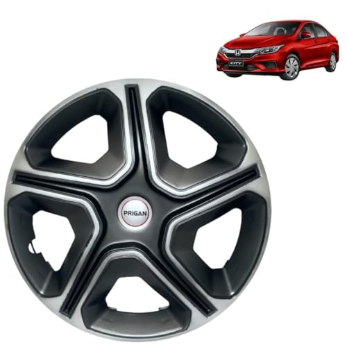 Image of PRIGAN City Grey Silver Wheel Cover 15 inch for Honda City (Set of 4 Pcs) (Press Fitting) Model Name- Nexon Grey Silver 15