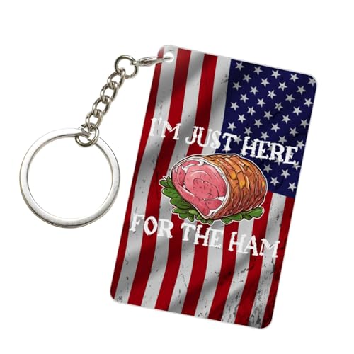 YOMCONECT I'm Just Here For The Ham Fashionable Acrylic Keychain 2x3 In Trendy Key Accessories Style Enthusiasts