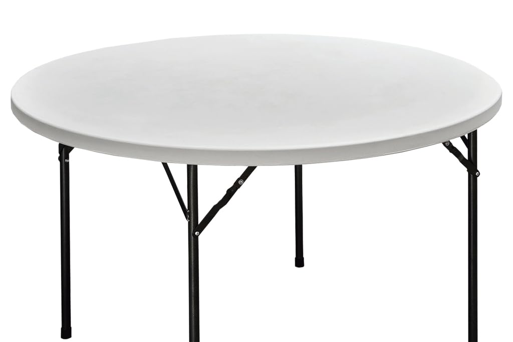 Cofan Mesa Plegable Redonda de Camping | Color: Blanco | Peso máximo: 150 kg | Adecuado para 8 Personas | Medidas: Ø 120 x 74 cm