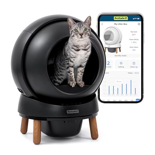 PetSafe ScoopFree SmartSpin Selbstreinigende Katzentoilette – Moderne Geruchskontrolle – App-gesteuert mit Gesundheitsüberwachung – Für Jede Streu geeignet – Bis zu 2 Wochen automatische Reinigung