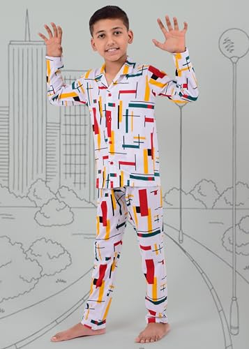 Image of 3BROS Kid's Pure Cotton Full Sleeves Night Suit /Dress for Boys /Girls Full Pajama & Top Sleep Suit Combo Set