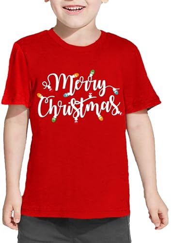 Merry Christmas Shirts Toddler Boys Girls Short Sleeve Buffalo Plaid Graphic Tees Tops Xmas Gift4