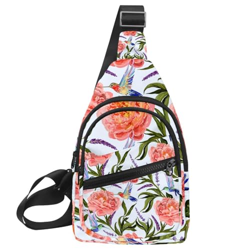 Mochila cruzada para mujer, bolsa de pecho impermeable con flores para senderismo de día