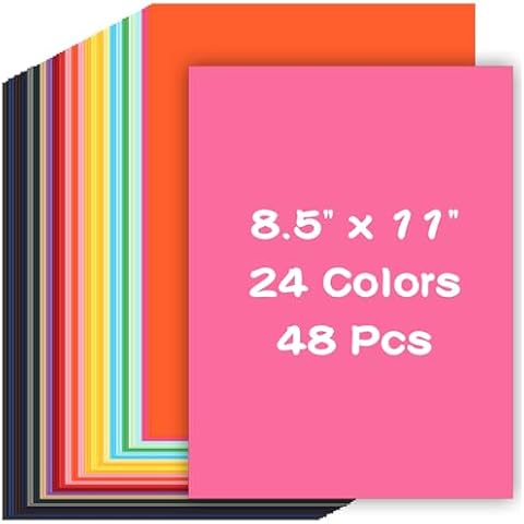 Colored Cardstock 48 Sheets, Assorted Colors A4 Size Cardstock Paper 8.5" x 11, 200GSM 75 lb Cardstock Colored Paper for Card Making, Craft, Scrapbooking, Party Decors, Kids School Supplies Cover