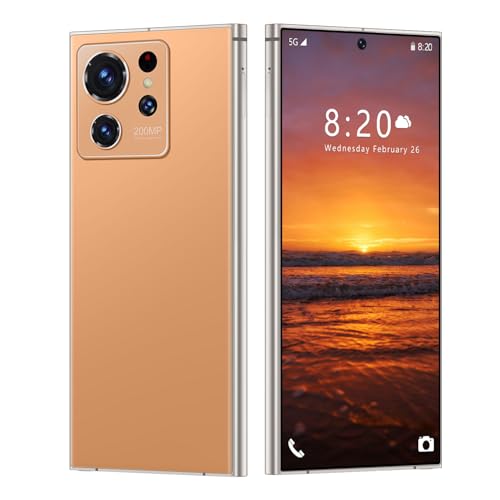 WMDMJT Celulares desbloqueados S25 Ultra Smartphone Android 14 Teléfonos 16 GB RAM 1 TB ROM/Pantalla HD de 7.3'/Dual SIM/Cámara de 108 MP/8000 mAh/Lápiz Incorporado/Desbloqueo por Huella,Orange-1TB