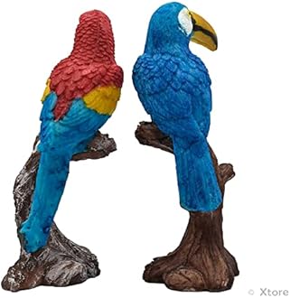 Xtore Parrot Love Couple Vastu Bird Figurine Showpiece Sitting on Tree for Home Decor (Pack of 1, Multicolor)