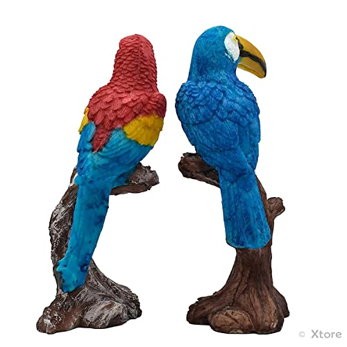 Xtore Parrot Love Couple Vastu Bird Figurine Showpiece Sitting on Tree for Home Decor (Pack of 1, Multicolor)