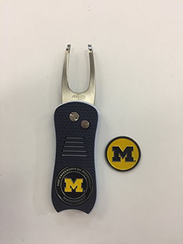 Team Golf Michigan Wolverines Switchblade Divot Tool: NCAA, Bl/Wht Bonus Marker