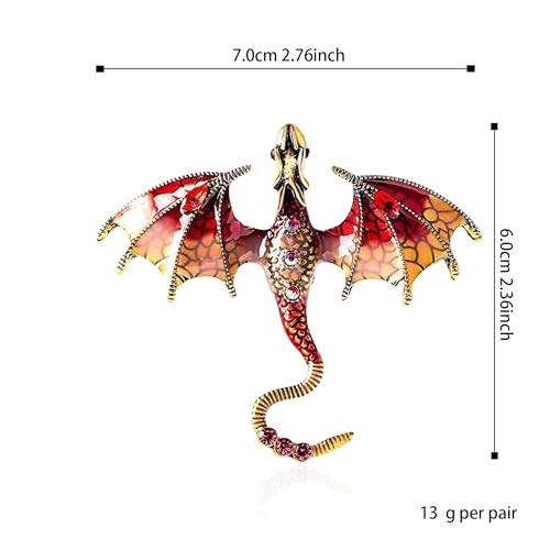 Image of Vintage Punk Dragon Animal Brooch - Domineering Flying Dragon Personality Clothing Accessories for Men and Women