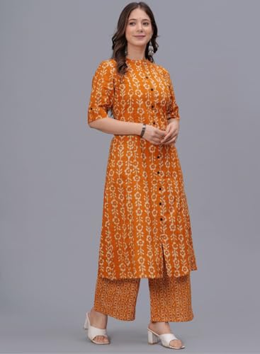 Image of rytras Women Printed A-Line Kurta Set with Palazzo Pants