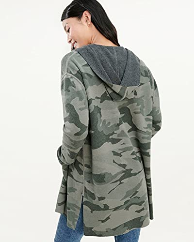 Splendid Reversible Cashmere Blend Camo Hooded Cardigan, Size Xs #TOP3