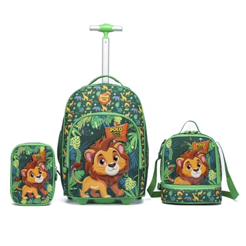 Kit Mochila De Rodinha Infantil Polo One Estojo Organizador 100 Pens Lancheira Térmica (Verde Escuro)
