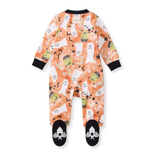 Image of Burt's Bees Baby unisex-baby Sleep & Play, Organic One-piece Romper-jumpsuit Pj, Zip Front Footed Pajama