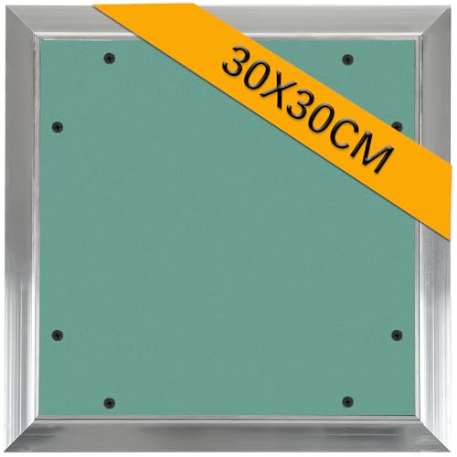 Sorlpv Revisionsklappe 30x30cm Wartungsöffnung GK-Einlage Gipskarton 10mm Alu-Rahmen Revisionstür Revision Wartungstür Wartungsklappe Unsichtbar für Feuchtraumgeeignet Trockenbau