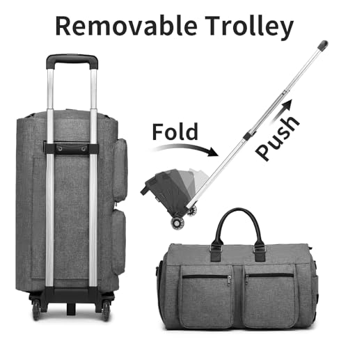 Rolling Garment Bags,Garment Bag with Wheels Travel Garment Bag with Shoe Compartment Rolling Duffle Bag with Wheels, A1-Grey-2P, 22'' L x 12.5'' W x 12.2'' H