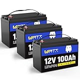 WattCycle 3-Pack 12V 100Ah LiFePO4 Battery, Group 24, 15000 Cycles, Built-in 100A BMS, Low-Temp Protection - 1280Wh - Perfect for RVs, Golf Cart, Marine, Home Energy, Solar Off-Grid Systems