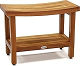 AquaTeak Patented 24' Sumba Teak Shower Bench with Shelf