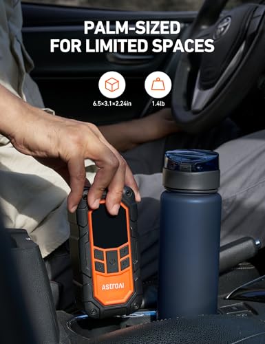 Image of AstroAI S8 Air Nano Jump Starter with Air Compressor, 1500A Peak Car Battery Jump Starter Portable (6.0 Gas /3.0L Diesel) with 150PSI Auto-Shutoff Tire Inflator, 12V Battery Charger Booster(Orange)