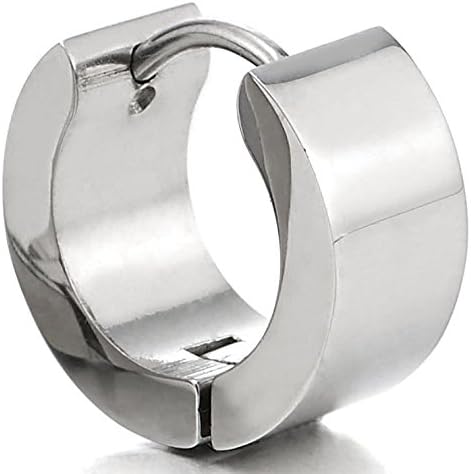 Pair Huggie Hinged Hoop Earrings Unisex Men Women, B-metal Color: Silver - Image 5