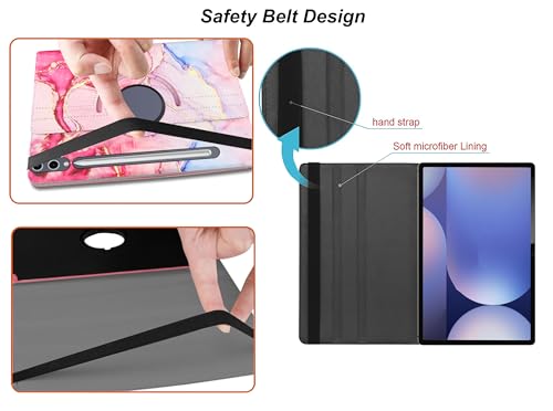 Image of TGK Rotating Flip Cover for Samsung Galaxy Tab S9 FE+ /S9 Plus /S10+ 12.4 inch Case Printed (Pink Marble)