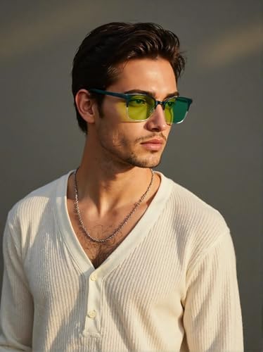 Image of Sleep Glasses for 99.9% Blue Light Glasses Dual AR Coatings Green Lens for Computer Gaming Reduce Eyestrain