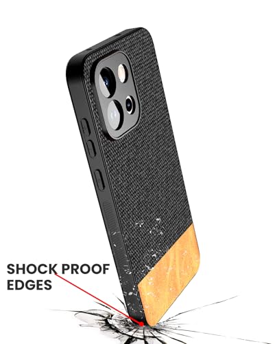 Image of Kapa Soft Fabric & Leather Hybrid Protective Back Cover for OnePlus 13S | Shockproof Slim Hard Anti Slip Back Case (Black,Brown)
