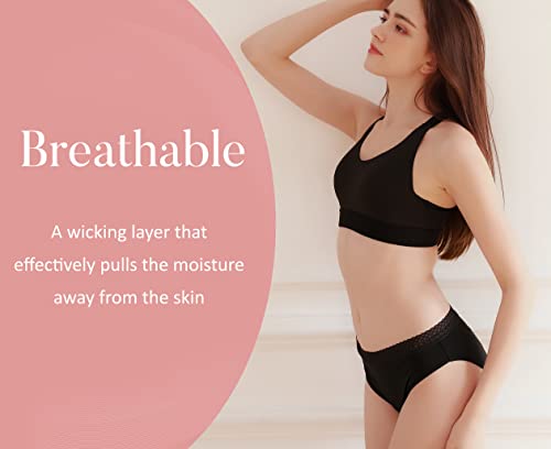 Aircute Washable Absorbency Urinary Incontinence Underwear For Women, Lace Hipsters Panties For Bladder Leak, Black (Large) #TOP2