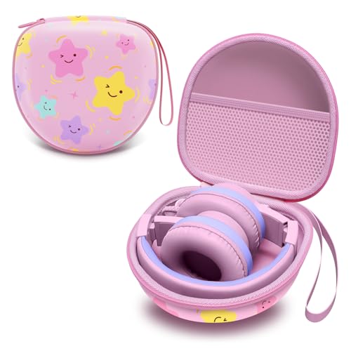 Kids Headphones Case for Folding Headphone, Star Pink(Case Only)