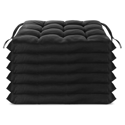 Brandsseller Lot de 6 Coussin de chaise 40x40 cm Coussin d'assise Rembourrage de chaise avec Fixations Décoration pour l'intérieur et l'extérieur piqué -...