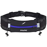 Fitletic Ultimate I Triathlon Belt for Men and Women, Patented No Bounce Pouch for Ironman, Marathon, Trail, Endurance, Cycling, Race Belt Bib Holder, Hold Phone and Fuel Packs, Black & Blue