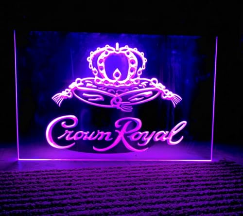 Crown Royal Whiskey Beer Bar LED Neon Light Sign Man Cave A104-B