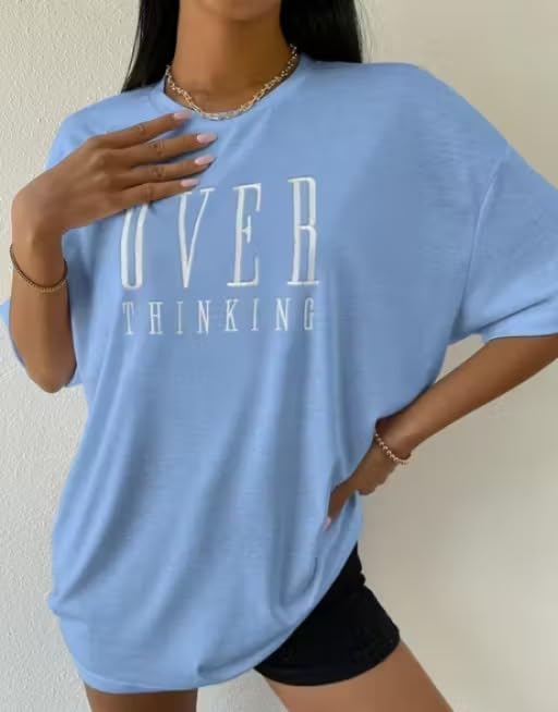 Image of Women's Printed Oversized T-Shirt | Loose Fit Half Sleeve Round Neck Casual Tee | Soft & Comfortable Trendy T-Shirt for Women & Girls