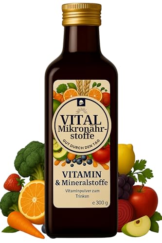Vital Mikronährstoffkonzentrat für 50 Tage - Multivitamin Formel mit Vitaminen, Mineralstoffen und sekundären Pflanzenstoffen - Getränkekonzentrat mit über 65 Zutaten