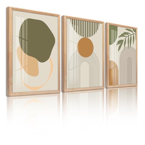 Sage Green Boho Wall Art, Framed Wall Decor for Living Room, 3 Piece Wall Art Decor, Mid Century Modern Minimalist Wall Art for Bedroom, Dining Room, Hotel, Office 24X36IN by Altimpo - Used condition - US$141.55