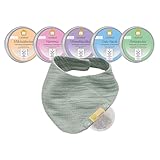 LÖWENKIND Rundum-Sorglos-Special für gängige Kinderwehwehchen | Erkältungszeit, Zahnen, Schlafen, Bauchbeschwerden, Unruhe | 5x5 natürliche Kräuterpads | Musselin-Halstuch aus Bio-Baumwolle (Pistazie)