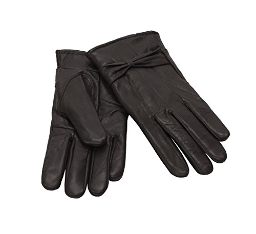 MoDA Ms Barcelona Womens Genuine Leather Assorted Colors Cold Weather Gloves with Bow