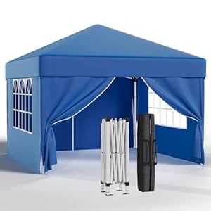 JUMMICO Pavillon 3x3 Wasserdicht Stabil Winterfest Höhe Verstellbar, altpavillon mit 4 Seitenwänden, avillion UV Schutz 50+, artenpavillon Faltzelt für Garten, Innenhof, Camping, azebo Blau