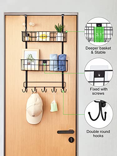 Smartake Shower Caddy Over The Door, Bathroom Shelf With 10 Hooks, Fast-Draining Over Door Bathroom Organizer, Hanging Storage Rustproof For Dorm, Toilet, Bath And Kitchen (Black) #TOP1